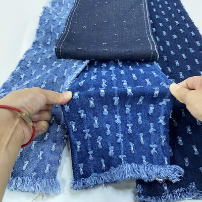 Design Elastic Jacquard Printed Distressed Denim Fabric for Pants Clothes