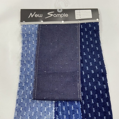 Design Elastic Jacquard Printed Distressed Denim Fabric for Pants Clothes