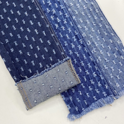 Design Elastic Jacquard Printed Distressed Denim Fabric for Pants Clothes