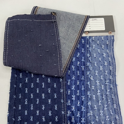 Design Elastic Jacquard Printed Distressed Denim Fabric for Pants Clothes