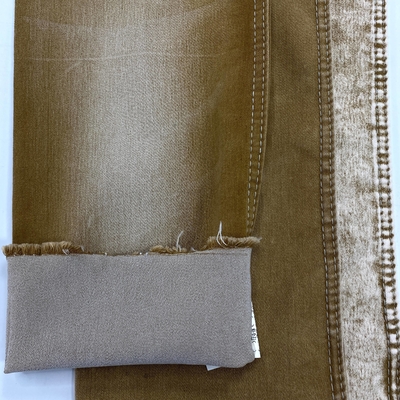 Quality Cotton Satin Men Stretch Denim Jeans Demin Fabric Stock Lot Brown Yellow 295kg Tricot Woven Denim Fabric Baby Dress