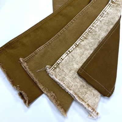Quality Cotton Satin Men Stretch Denim Jeans Demin Fabric Stock Lot Brown Yellow 295kg Tricot Woven Denim Fabric Baby Dress