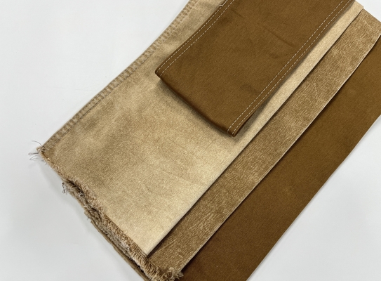 Quality Cotton Satin Men Stretch Denim Jeans Demin Fabric Stock Lot Brown Yellow 295kg Tricot Woven Denim Fabric Baby Dress