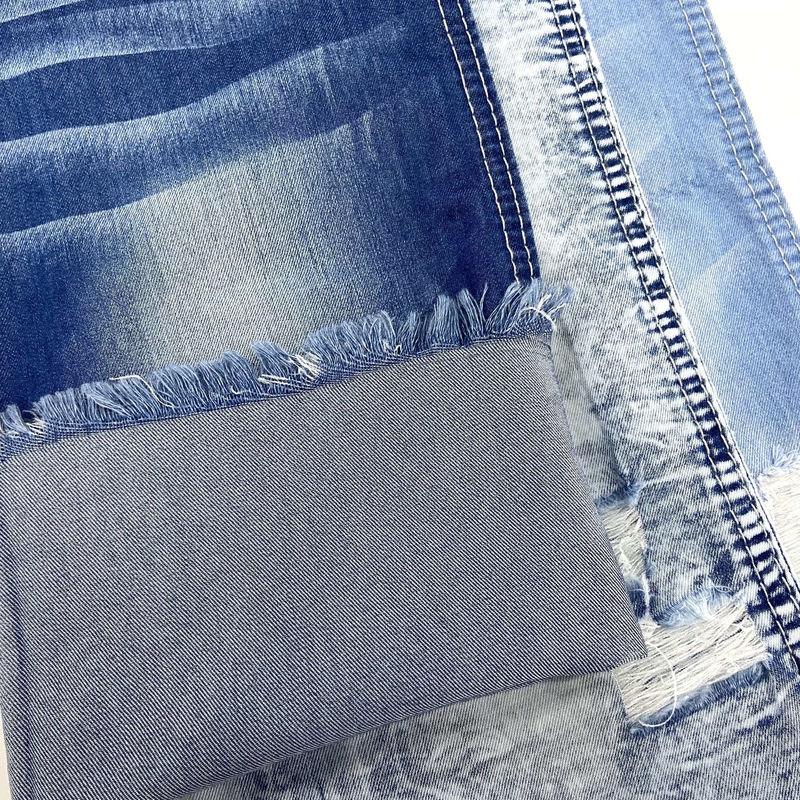 Stock Bulk Custom Light Women Jeans Indigo White Printed Stone Fabric Washed Distressed Wax Vintage Spandex Cotton Stretch Denim