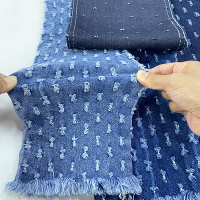 Design Elastic Jacquard Printed Distressed Denim Fabric for Pants Clothes