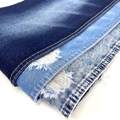 Washed Striped Cotton Polyester Blended Denim Fabric Textile Raw Material Denim Jean Blue China for Men Tricot Knitted YARN DYED